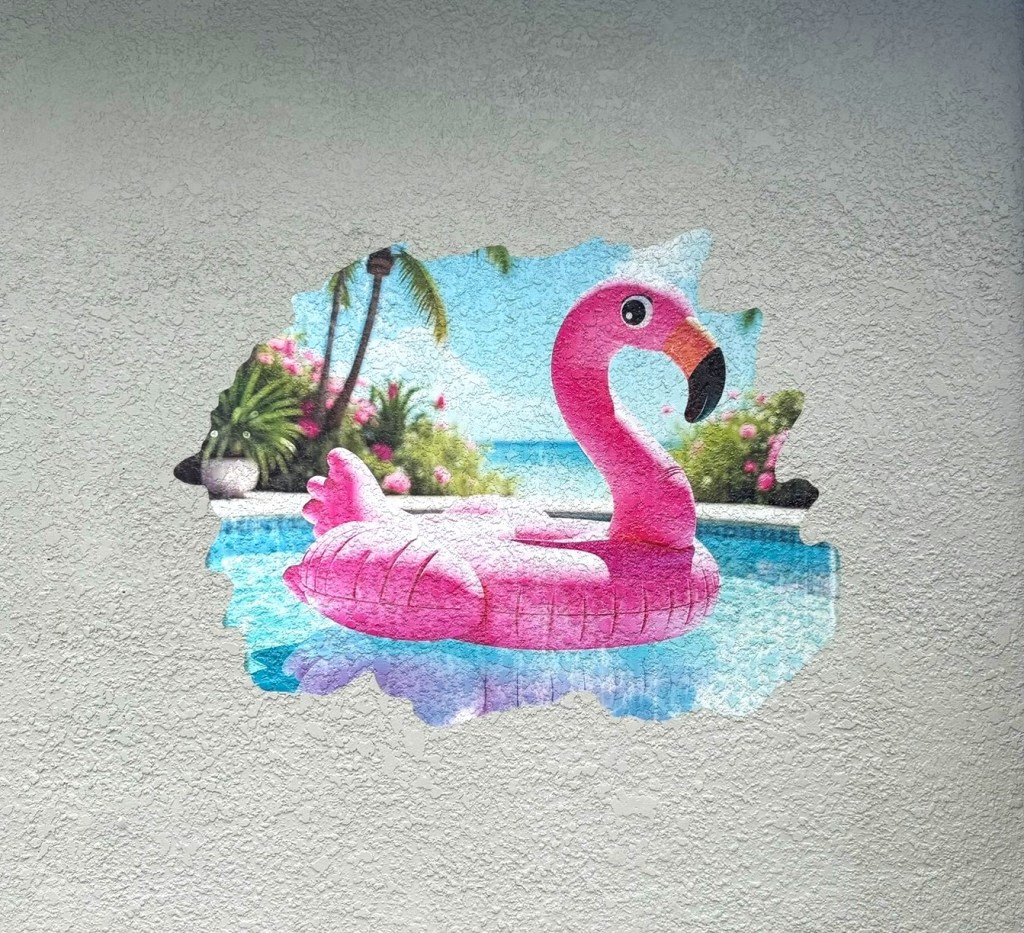 Kiwi Wall Prints Stucco Flamingo Print